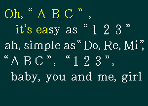 Oh, (( A B C n ,
ifs easy as (( 1 2 3 n
ah, simple as D0, Re, Mi?

((ABCw, ((123)),
baby, you and me, girl