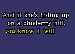 And if shds hiding up
on a blueberry hill,

you know I will