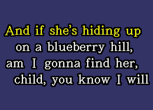 And if she,s hiding up
on a blueberry hill,

am I gonna find her,
child, you know I Will