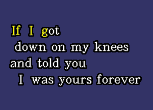 If I got
down on my knees

and told you
I was yours forever