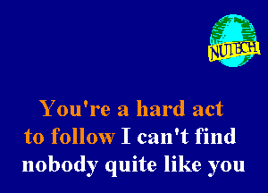 Y ou're a hard act
to follow I can't find
nobody quite like you