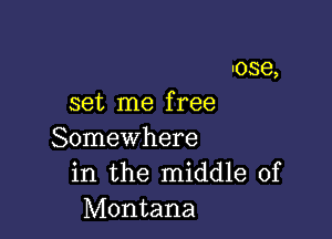 lose,
set me f ree

Somewhere
in the middle of
Montana