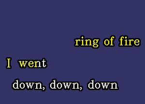 ring of f ire

I went

down, down, down