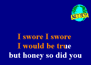 I swore I swore
I would be true
but honey so did you