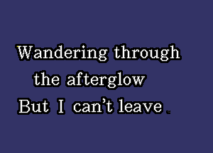 Wandering through

the afterglow

But I cank leave