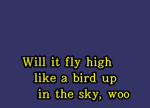 Will it fly high
like a bird up
in the sky, woo