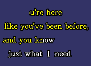 nuere here

like youeve been before,

and you know

just what I need