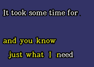 It took some time for

and you know

just what I need