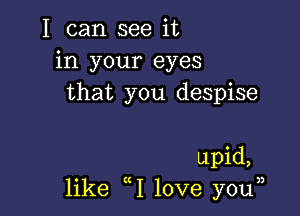 I can see it
in your eyes
that you despise

upid,
like 1 love youn