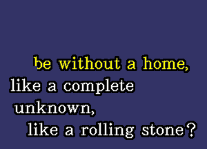 be without a home,

like a complete
unknown,

like a rolling stone?