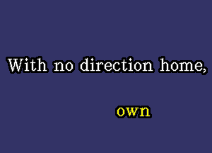 With no direction home,

OWI'l