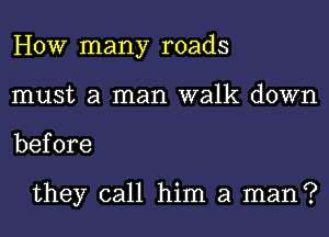 HOW many roads
must a man walk down
before

they call him a man?