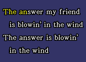 The answer my friend
is blowin, in the Wind
The answer is blowin,

in the Wind