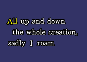 A11 up and down

the whole creation,

sadly I roam