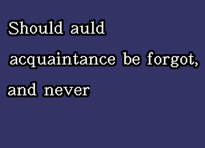 Should auld

acquaintance be f orgot,

and never