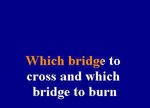 W hich bridge to
cross and which
bridge to burn