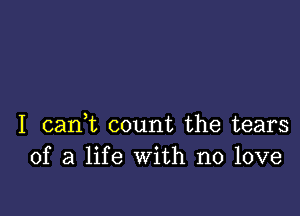 I canWL count the tears
of a life with no love