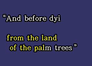 And before dyi

from the land
of the palm trees ,,