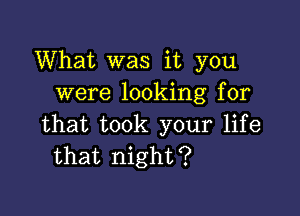 What was it you
were looking for

that took your life
that night?