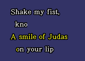 Shake my fist,

kno
A smile of Judas

on your lip