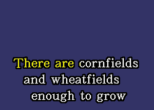 There are cornfields
and wheatfields
enough to grow