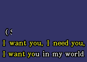 I want you, I need you,

I want you in my world