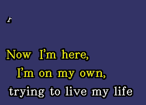 Now Fm here,

Fm on my own,

trying to live my life