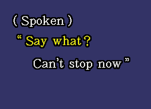 ( Spoken )
a Say what?

Cami stop now n