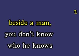 beside a man,

you donWL know

Who he knows