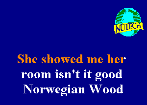 m
,, 45'
r
1

She showed me her
room isn't it good
N orwegian W 00d