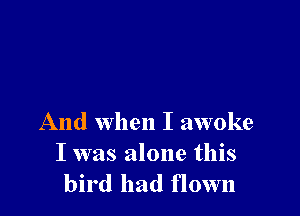 And when I awoke

I was alone this
bird had flown