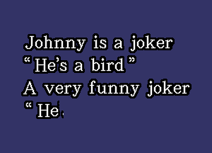 Johnny is a joker
H63 a bird

A very funny joker
K He .