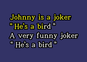 Johnny is a joker
H63 a bird

A very funny joker
(( Hds a bird ))