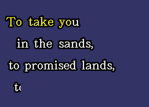 To take you

in the sands,

t0 promised lands,

tt