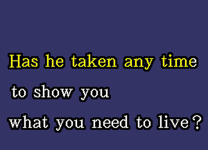 Has he taken any time

to show you

What you need to live?