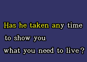 Has he taken any time

to show you

What you need to live?