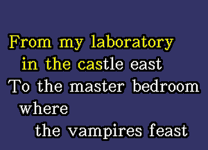 From my laboratory
in the castle east
T0 the master bedroom
Where
the vampires feast