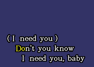 ( I need you)
Don t you know
I need you, baby