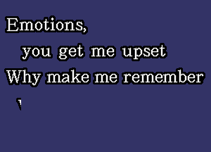 Emotions,
you get me upset

Why make me remember

1