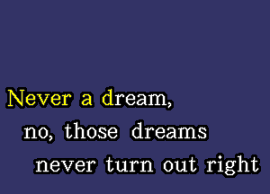 Never a dream,

no, those dreams

never turn out right