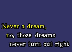 Never a dream,

no, those dreams

never turn out right