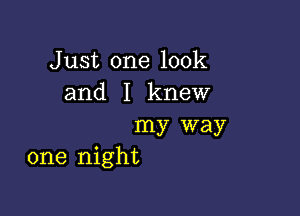 Just one look
and I knew

my way
one night