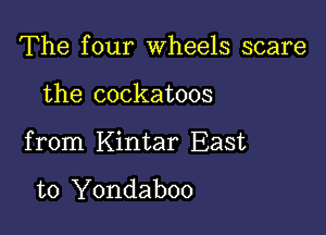 The four wheels scare

the cockatoos

from Kintar East

to Yondaboo