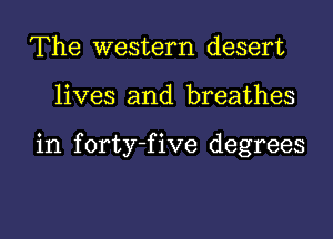 The western desert
lives and breathes

in f orty-f ive degrees

g