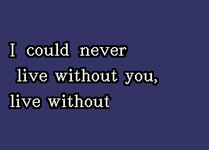 I could never

live without you,

live without