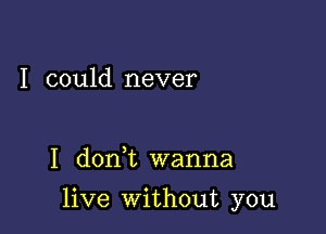 I could never

I doan wanna

live Without you