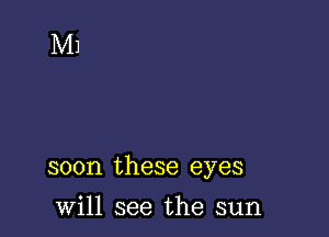 soon these eyes

will see the sun