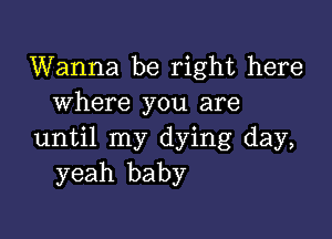 Wanna be right here
where you are

until my dying day,
yeah baby