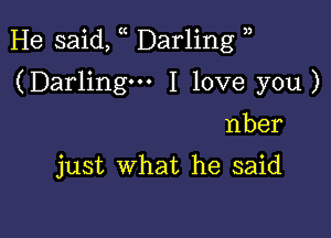 He said, u Darling ),

(Darling... I love you)

nber

just what he said