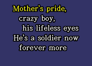 Mother,s pride,
crazy boy,
his lifeless eyes

H63 a soldier now
forever more